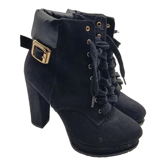 ShoeDazzle Alix platform hiker bootie Sz 9 Womens - Picture 1 of 10